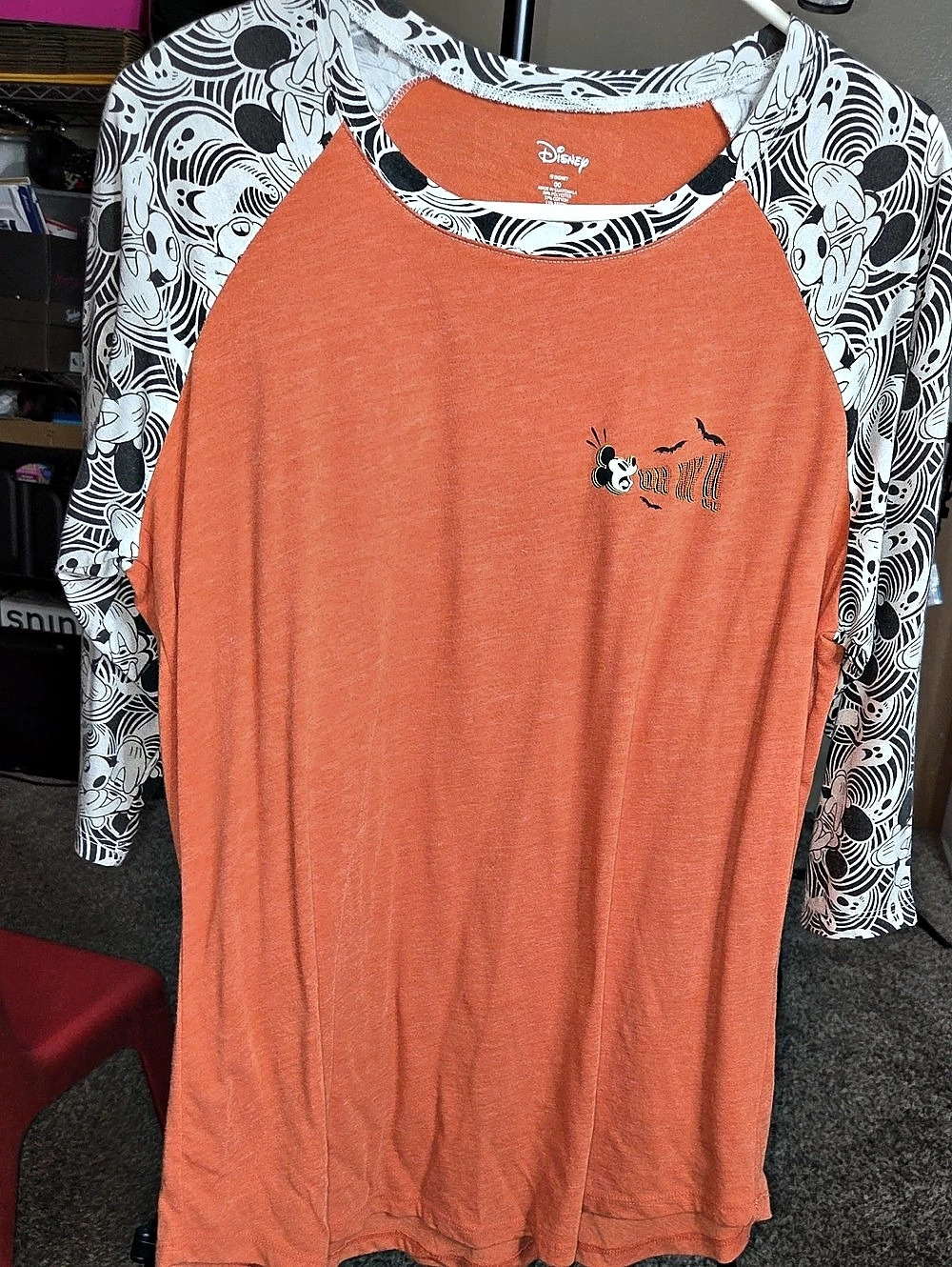 Disney Mickey Long Sleeve Raglan in Orange & Black